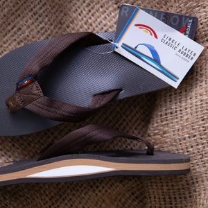 New Mens Rainbow Sandals Classic Rubber Single Layer